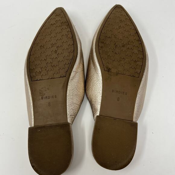 Birdies The Swans Flats Womens 8 Slip On Shoes Metallic  Gold Leather Pointed - Picture 6 of 8
